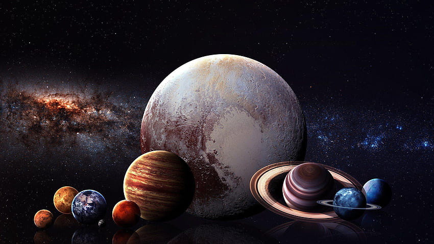 arte digital, Arte espacial, Planeta, Espaço, Estrelas, Sistema Solar, Láctea, Vênus e Júpiter papel de parede HD