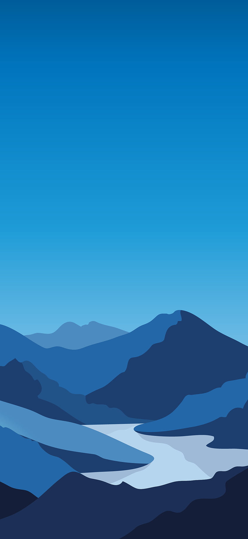Paesaggio minimalista blu pulito Sfondo del telefono HD