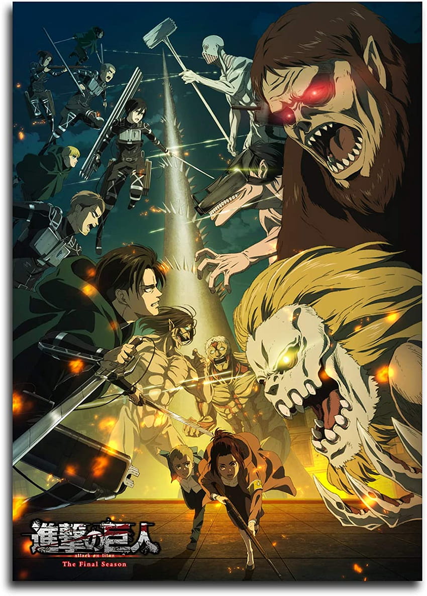 Anime Attack on Titan Final Season 4 Poster Canvas Wall Art Posters para Fans Regalos de vacaciones Decoración para el hogar SANTA RONA, attack on titan season 4 poster fondo de pantalla del teléfono
