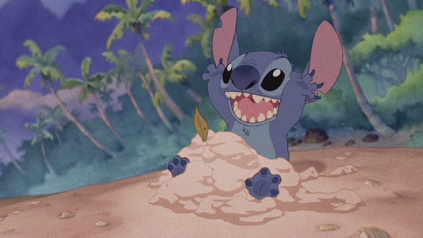 cute of stitch at the beach aesthetic backgrounds, lilo and stitch aesthetic laptop HD wallpaper
