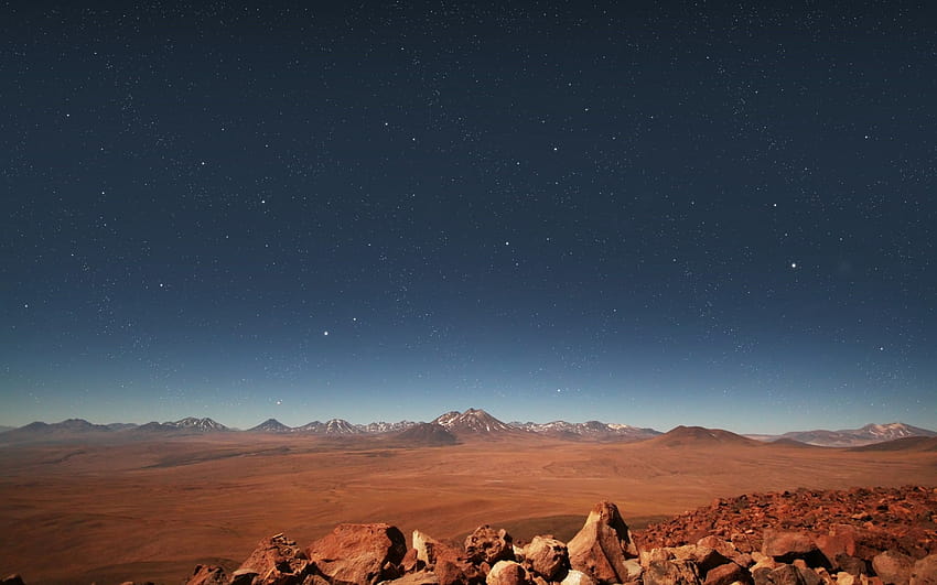 Desert Night Stars & Stones HD wallpaper