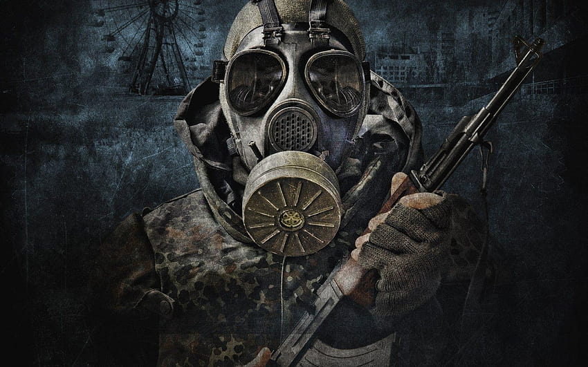 Oscuro, mascaras de gas graffiti HD wallpaper