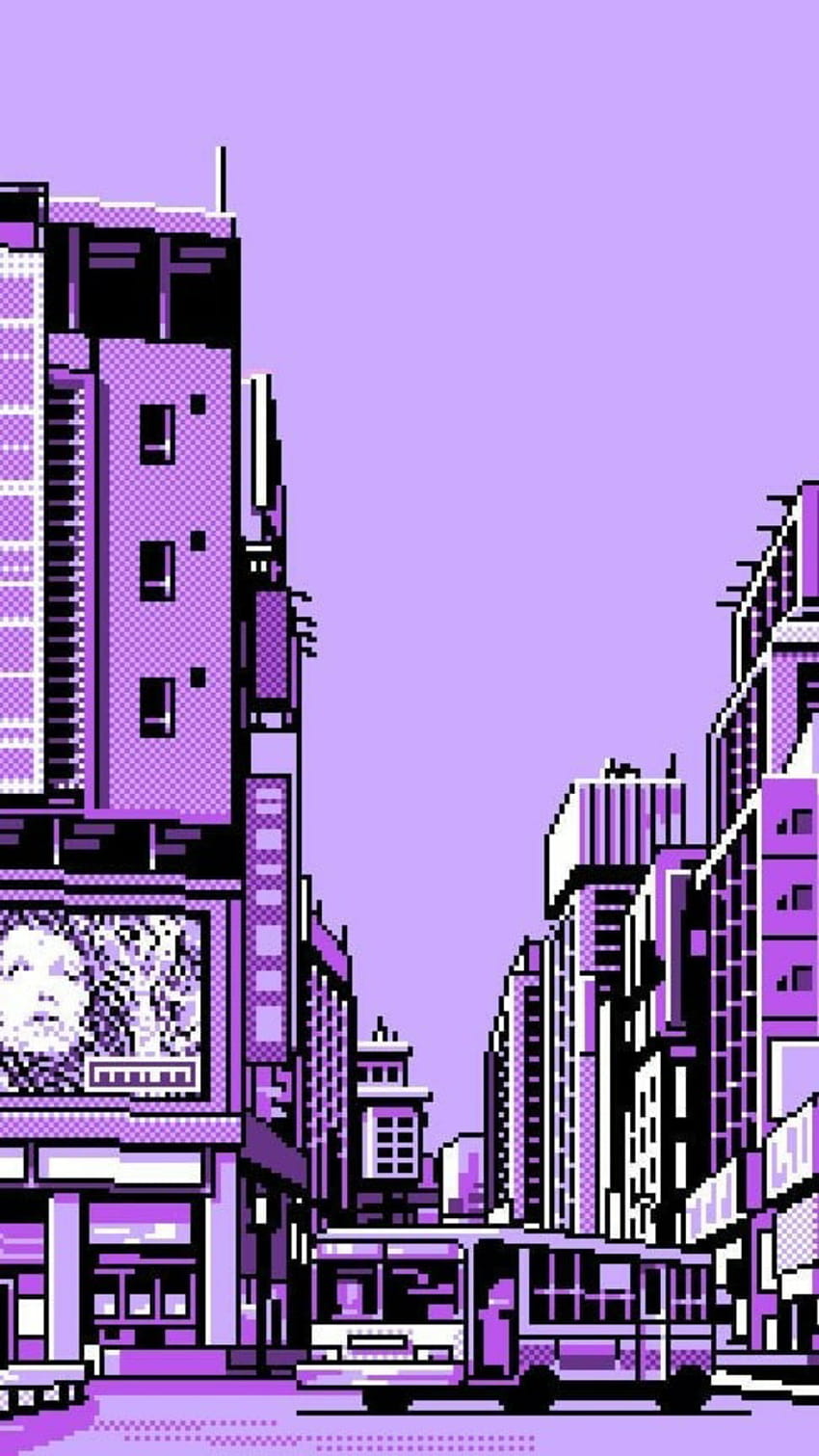 Download Cute Aesthetic Pc 8-bit Pastel City Wallpaper