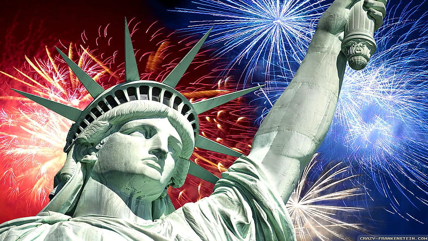Statua Wolności Fajerwerki Zawiesza Pochodnię 4 lipca Dzień Niepodległości, dzień niepodległości Ameryki Tapeta HD