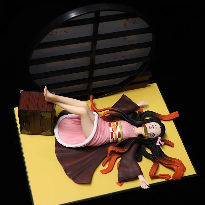 악마의 칼날 애니메이션 피규어 Kamado Nezuko 벚꽃 스크린 악마 슬레이어 Kimetsu No Yaiba 액션 피규어 박스형 모델 장난감 장식 HD 전화 배경 화면