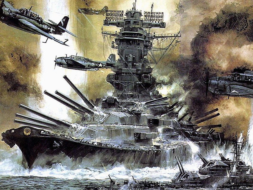 : vehicle, war, artwork, military, Battleship, World War, yamato HD wallpaper