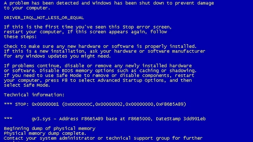 죽음의 블루 스크린 Microsoft Windows 오류 HD 월페이퍼