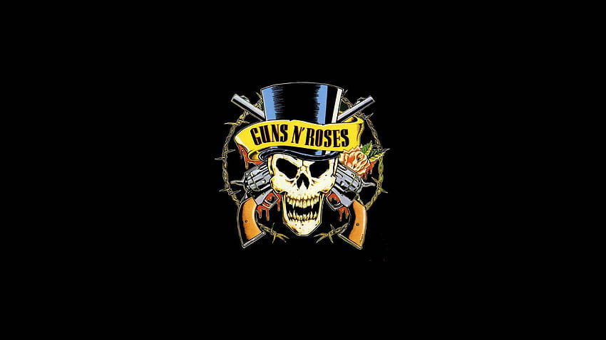 GUNS N ROSES хеви метъл коса хард рок плакат тъмен череп оръжие, guns n roses рок HD тапет