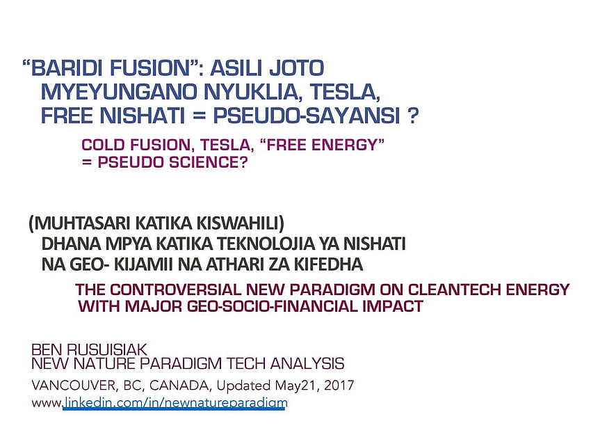 Baridi Fusion”: Asili Joto, Myeyungano Nyuklia, Tesla, joi keioko sis period fondo de pantalla