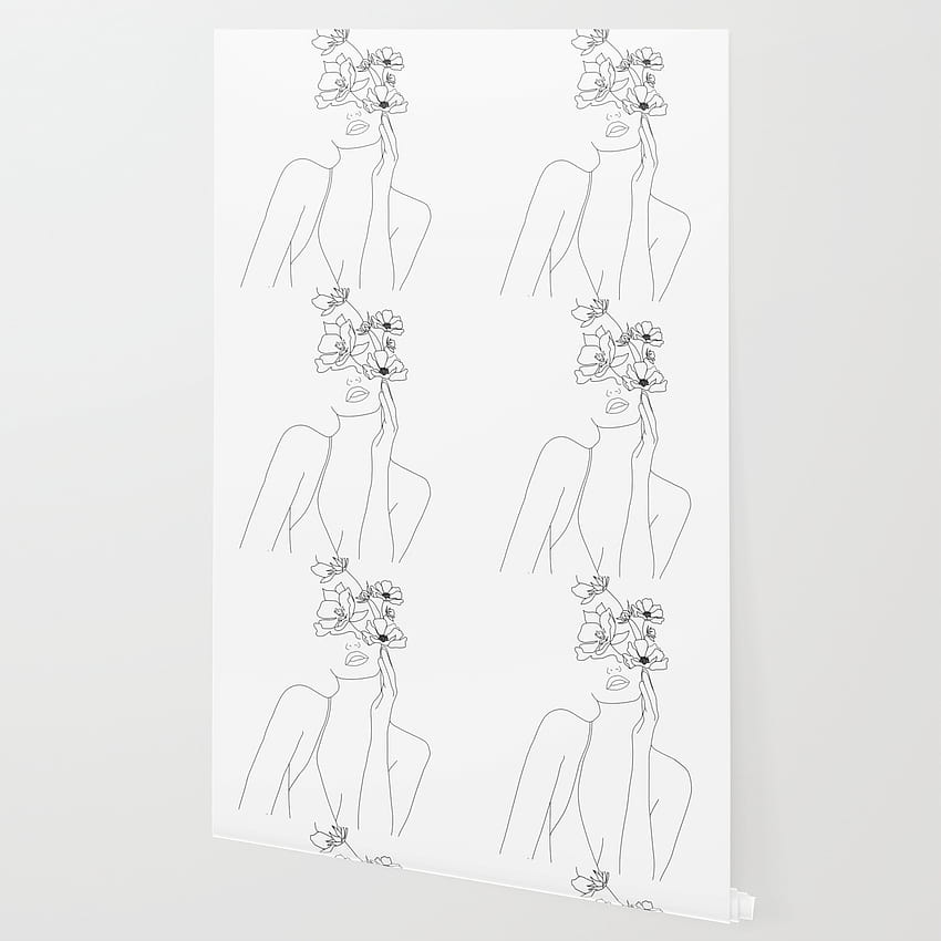 Minimal Line Art Woman With Flowers By Nadja Hd Phone Wallpaper Pxfuel