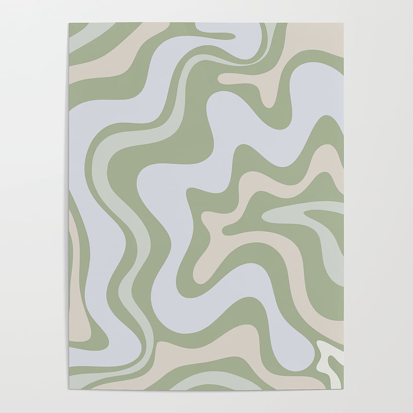 Póster Liquid Swirl Contemporary Abstract Pattern en Light Sage Green de Kierkegaard Design Studio fondo de pantalla del teléfono