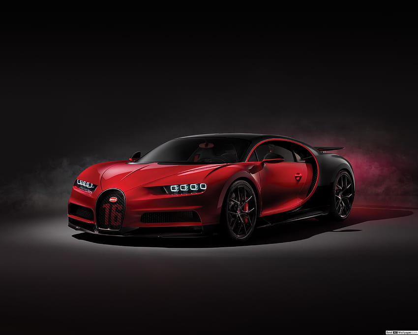 Roter und schwarzer Bugatti Chiron HD-Hintergrundbild