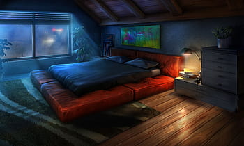 Anime Room Background  Living room background Bedroom designs images  Bedroom night