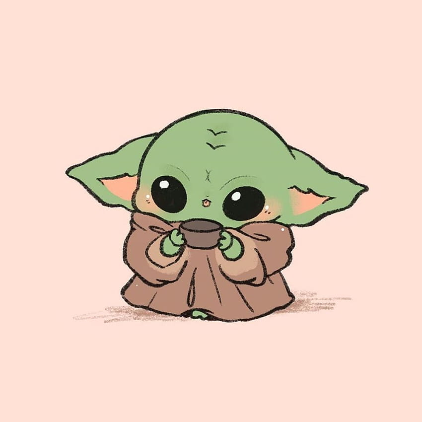 Baby Yoda Chibi Fan Art, niedliche Baby Yoda Zeichnungen HD-Handy-Hintergrundbild