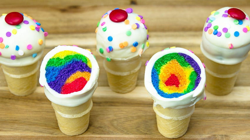 Ice Cream Cone Rainbow Cake Pops: Cookies Cupcakes and Cardio, rainbow cupcakes HD wallpaper