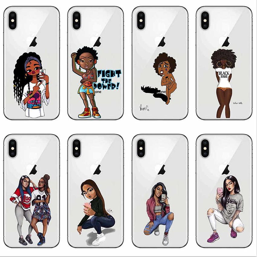 Afro Black Girl Magic Melanin Poppin Art Funda de teléfono de silicona suave TPU para iPhone 7 8 6 6s Plus X XR XS Max 5S SE Cover Coque fondo de pantalla del teléfono