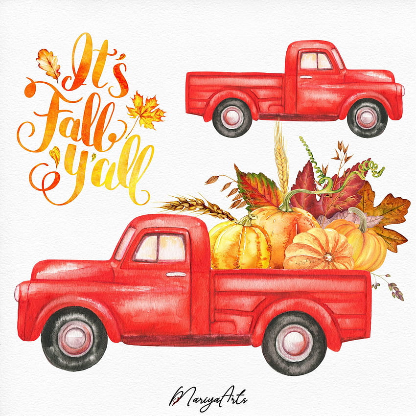 Pin on Fall, autumn red truck HD phone wallpaper