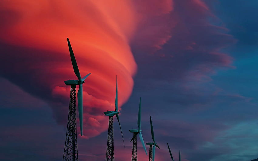91 Windturbine, Windenergie HD-Hintergrundbild