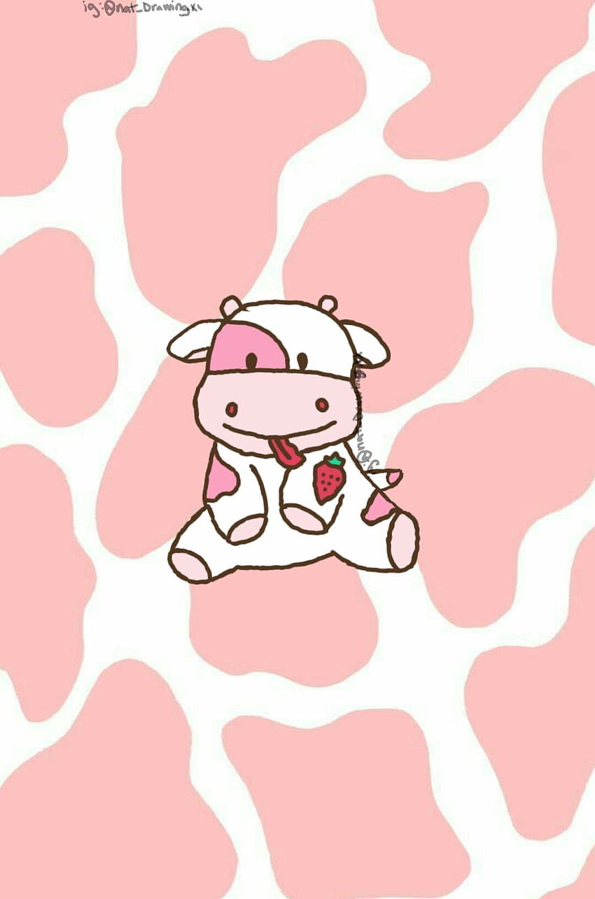 Nat_drawingxx on IG made this strawberry cow in 2020, kawaii cow HD ...