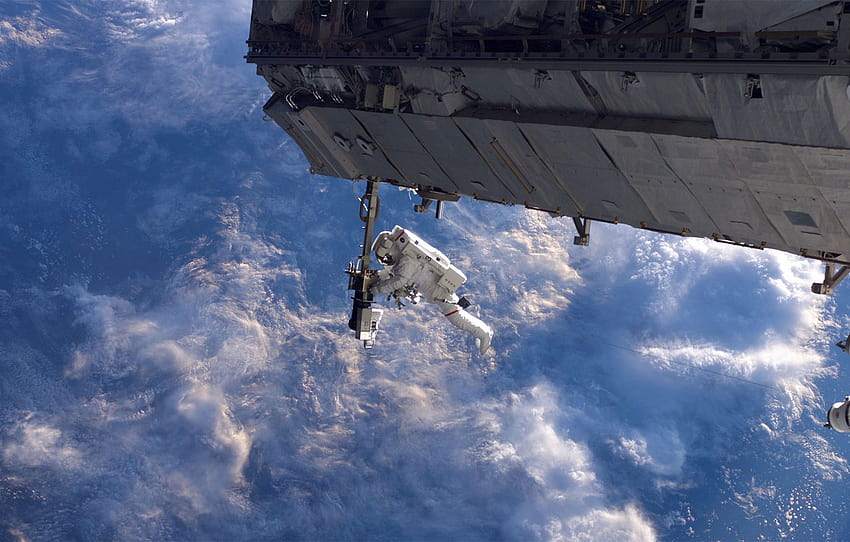 МКС, безтегловност, астронавт, космическа разходка , раздел космос HD тапет