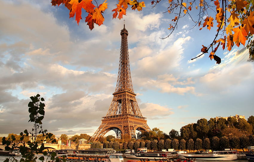automne, France, Paris, Paris, rivière, France, automne, feuilles, Tour Eiffel, paysage urbain , section город, automne france Fond d'écran HD