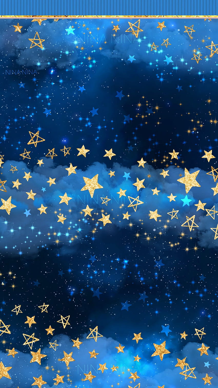 Stars Digital Paper Pack, Gold Glitter Seamless Pattern, Night Sky, สีฟ้าซ้อนทับ วอลล์เปเปอร์โทรศัพท์ HD
