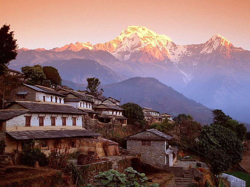 Népal, Himalaya, Machhapuchhre, Montagne / Fond d'écran HD