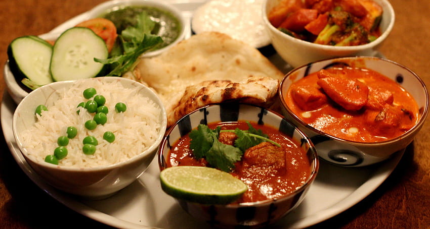 インド料理フルと背景、食事 高画質の壁紙