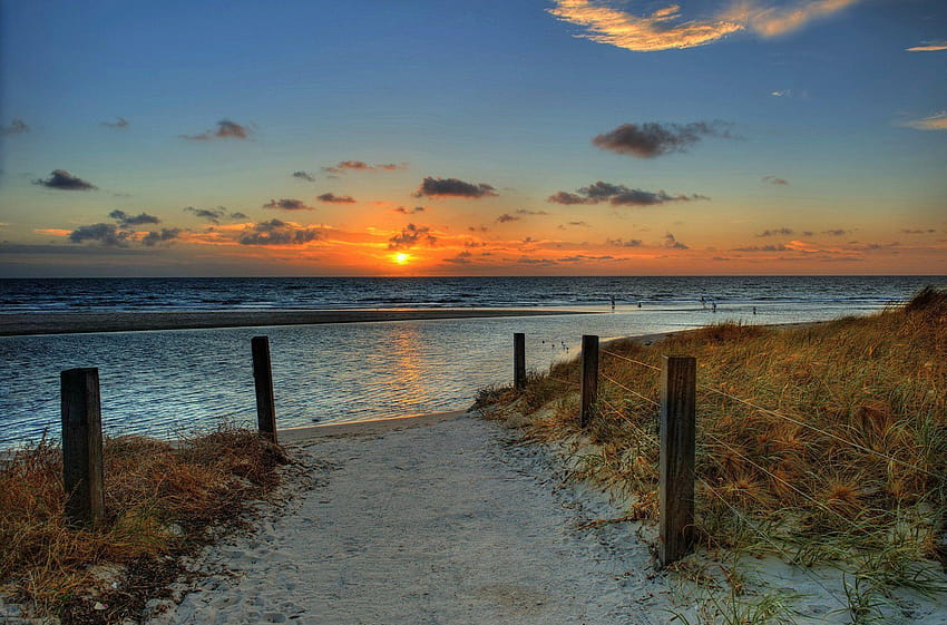 nature landscape scenery sky sunset beach sea ocean sunrise sun sand, beautiful ocean scenery HD wallpaper