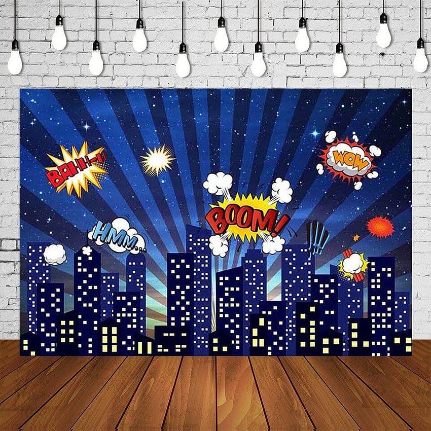 graphy Boy Super Heroes Birtay Banner Città Notte Boom Decorazione Baby Kids Studio Sfondi Poster, boom boom boy Sfondo del telefono HD
