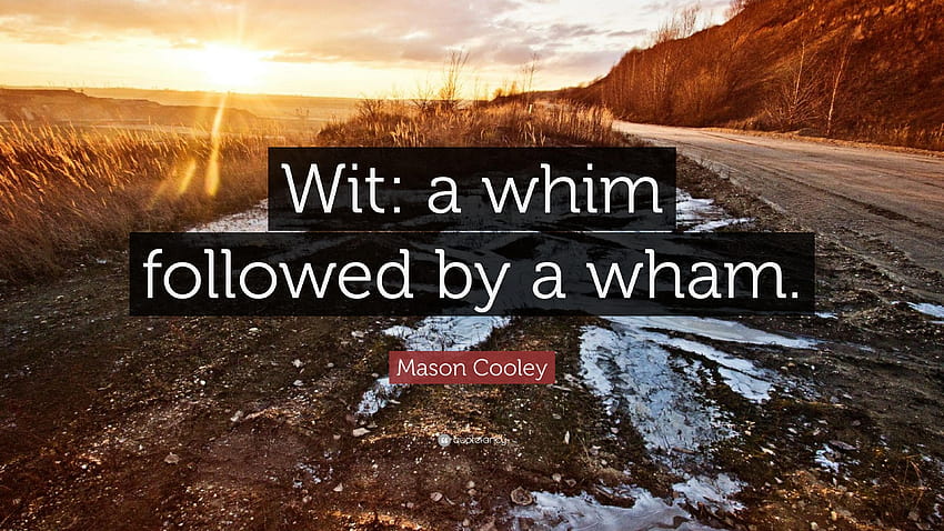 Mason Cooley Quote: “Wit: a whim followed by a wham.” HD wallpaper