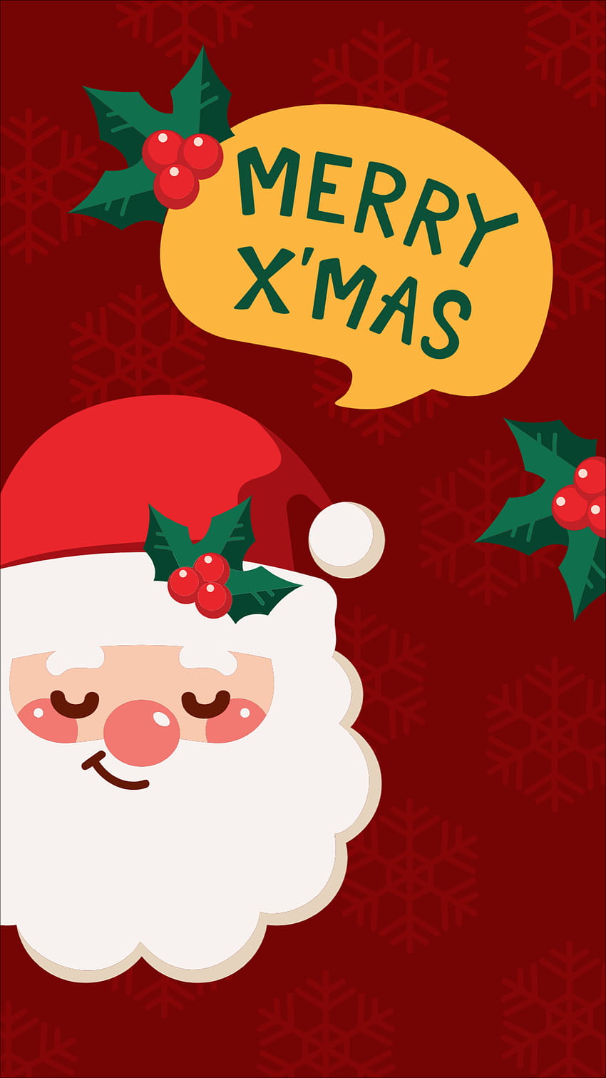 Red Merry Christmas Cute Santa Claus Snowflakes Holiday Season Greeting Illustration Wallpap…, christmas poster HD phone wallpaper