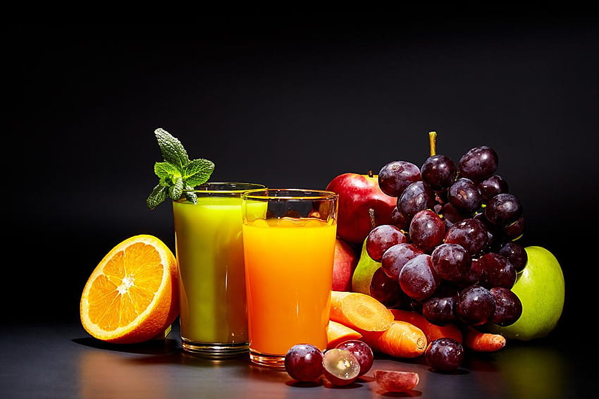 ジュース オレンジフルーツ ぶどう ハイボールグラス フード フルーツ ブラック、フルーツジュース 高画質の壁紙
