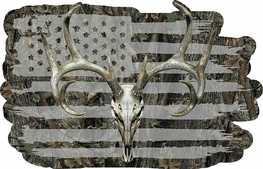 American Flag Camouflage Whitetail Buck Skull Hunting Deer Decal – Firehouse Graphics, flaga jelenia Tapeta HD