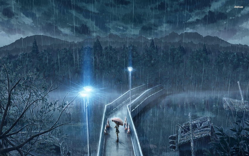 Girl standing in the rain, raining anime HD wallpaper