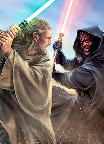 Wallpaper Star Wars, Darth Maul, Star wars, fan art, Qui-Gon Jinn, Yuri  Chemezov for mobile and desktop, section фантастика, resolution 2345x1080 -  download