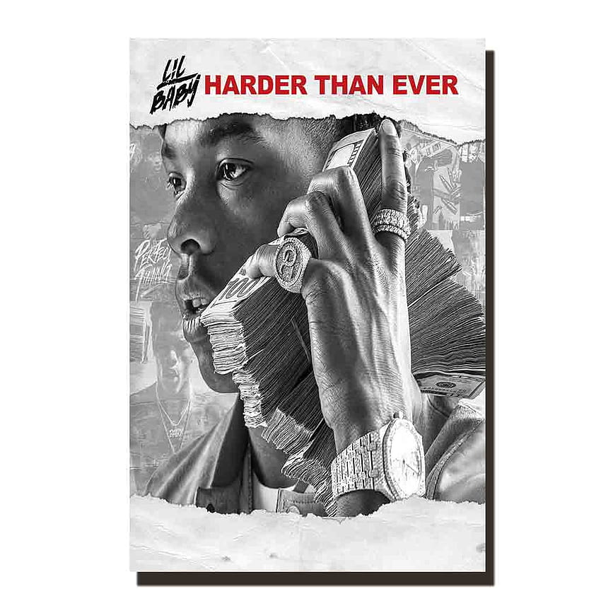 C200 Art Harder Than Ever LIl Baby Music Album Cover Poster Sutra Dekorasi 24x32 24x36 12x18 Cetak Kanvas Kustom Hadiah, lil album bayi wallpaper ponsel HD