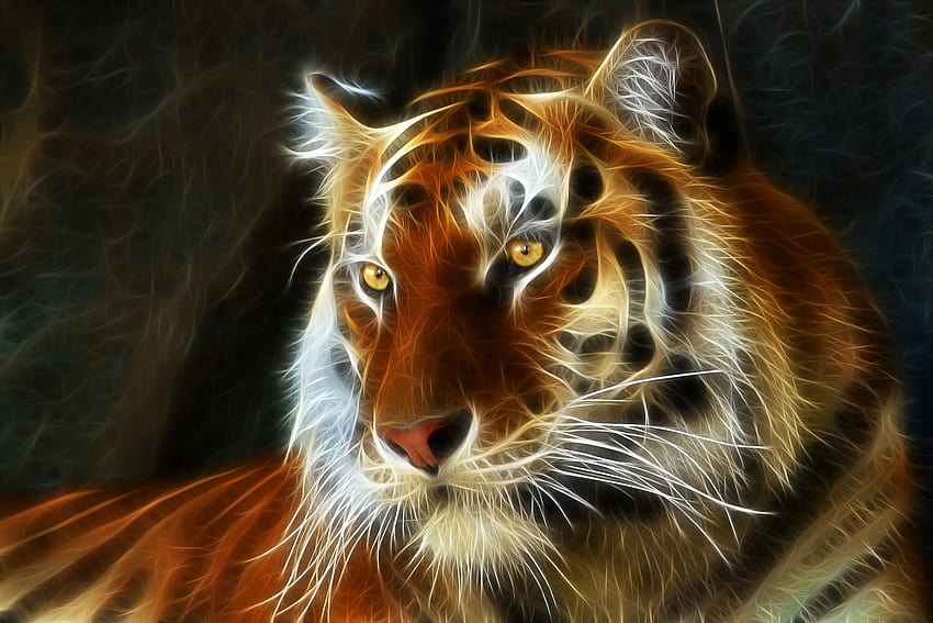 tiger, 3d, Art, Fractal / and Mobile, tiger wildlife artwork HD wallpaper