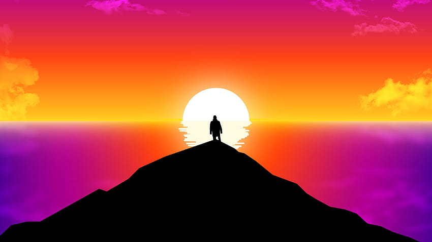 The Best 12 Sunset Landscape Simple Landscape Digital Art, simple sunset digital HD wallpaper