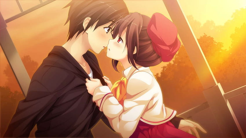 Anime Girl Kiss Boy, Anime-Lippenkuss HD-Hintergrundbild