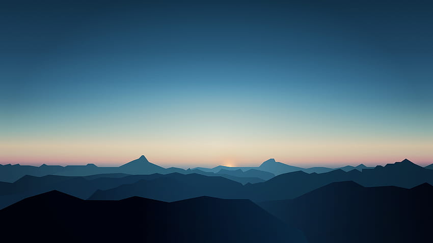 ภูเขา ภูมิประเทศ พระอาทิตย์ขึ้น มินิมอล มินิมัลลิสต์ วอลล์เปเปอร์ HD