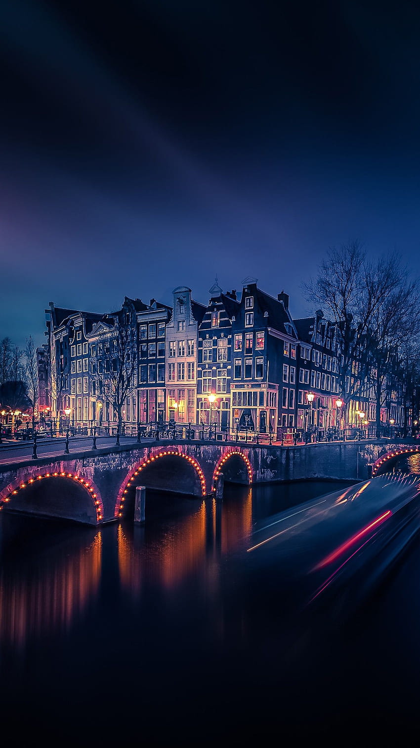 Amsterdam Night Cityscape, amsterdam phone HD phone wallpaper