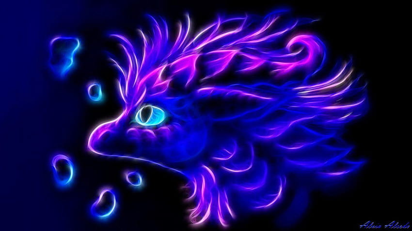 Neon Rainbow Dragon, neonowe tęcze Tapeta HD