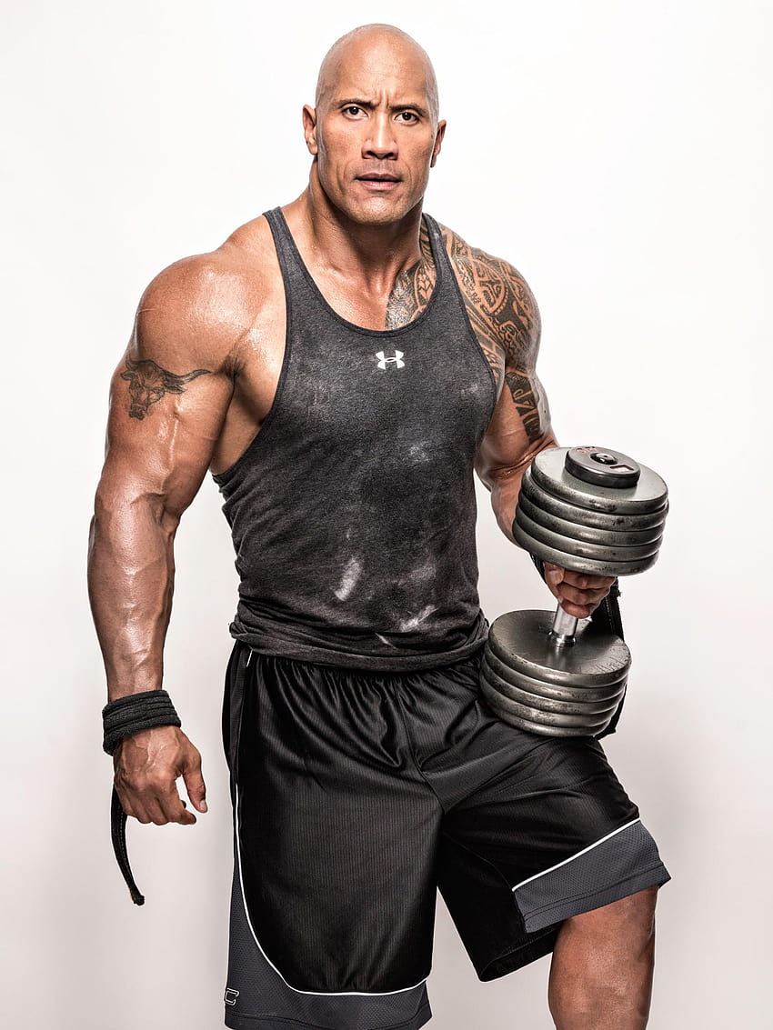 Dwayne Johnson, The Rock, Weights, Workout, dwayne johnson workout HD phone wallpaper