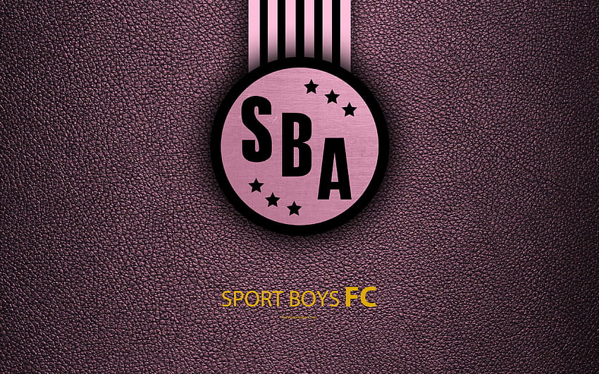 Sport Boys Derneği, logo, deri dokusu, Perulu Futbol Kulübü amblemi, pembe siyah çizgiler, Peru Primera Division, Callao, Peru, 3840x2400 çözünürlüklü futbol. Yüksek Kalite HD duvar kağıdı