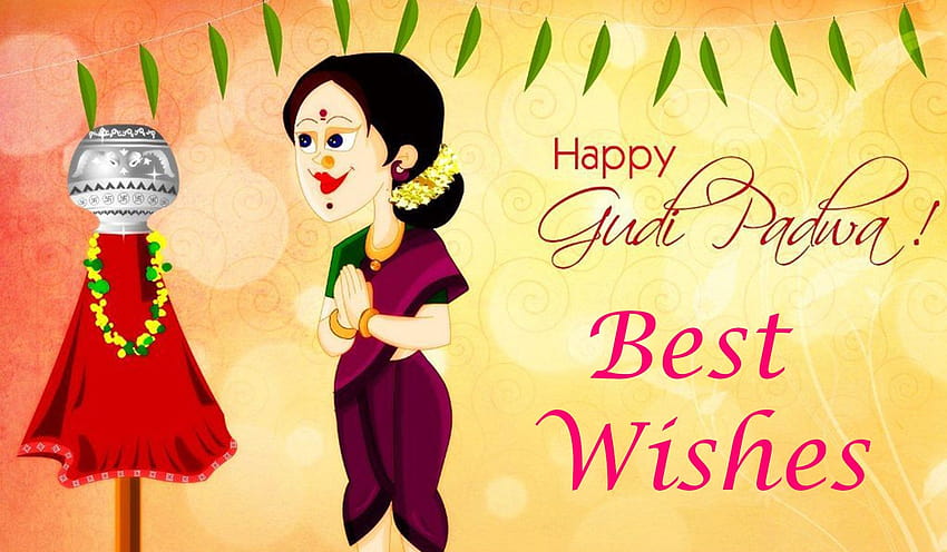 Happy Gudi Padwa Wishes – Gudi Padwa 2018 は、マラーティー語で挨拶 SMS を引用します 高画質の壁紙