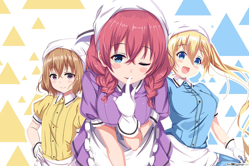 Anime süße Kellnerinnen HD-Hintergrundbild