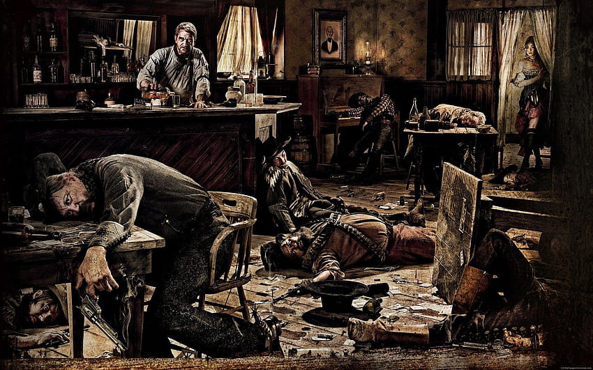 Old western saloon drawing, old west outlaws HD wallpaper