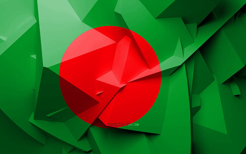Drapeau du Bangladesh, art géométrique, pays asiatiques, drapeau du Bangladesh, créatif, Bangladesh, Asie, drapeau 3D du Bangladesh, symboles nationaux avec résolution 3840x2400. Haute qualité, drapeau Fond d'écran HD