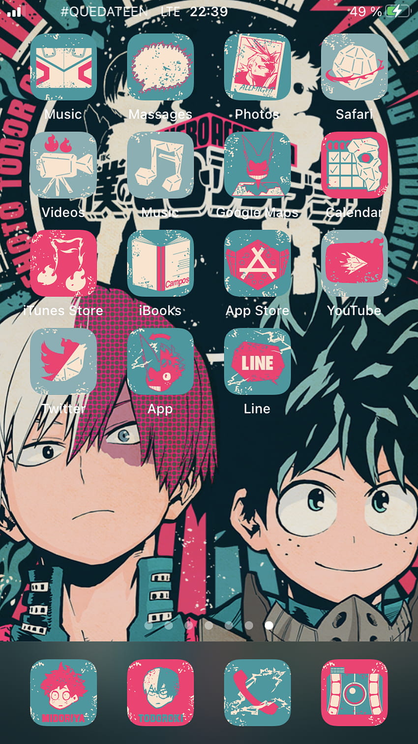 IOS14 Ikony aplikacji Anime My Hero Academia Aesthetic Iphone Home, mha iPhone Estetyczny Tapeta na telefon HD
